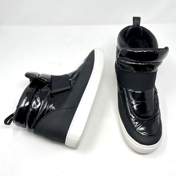 JF Sinead Patent Nylon Black Arctic Lite Strap Puffy Boot High Top Sneaker 10 - Picture 11 of 11